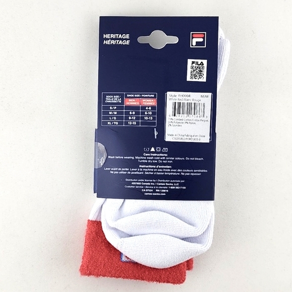 ⭐️3/ $30⭐️ FILA Unisex Crew Sock One Pair White Red Blue Size M - Picture 6 of 6